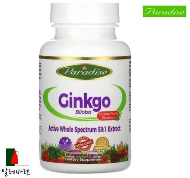 파라다이스허브 징코 빌로바 베지캡슐 60정, 60개, 1개 - 쿠팡