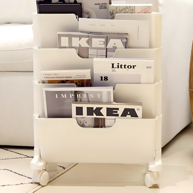 보노하우스 베이직 이동식 북 트롤리, 화이트, 4단