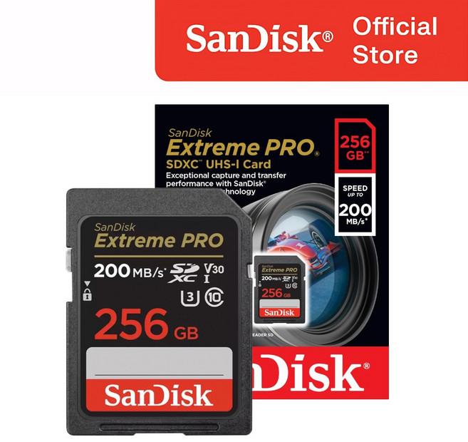 샌디스크 정품 SD 메모리카드 Extreme Pro 익스트림 프로 SDXC 평생보증 Lifetime, 1개, 256GB