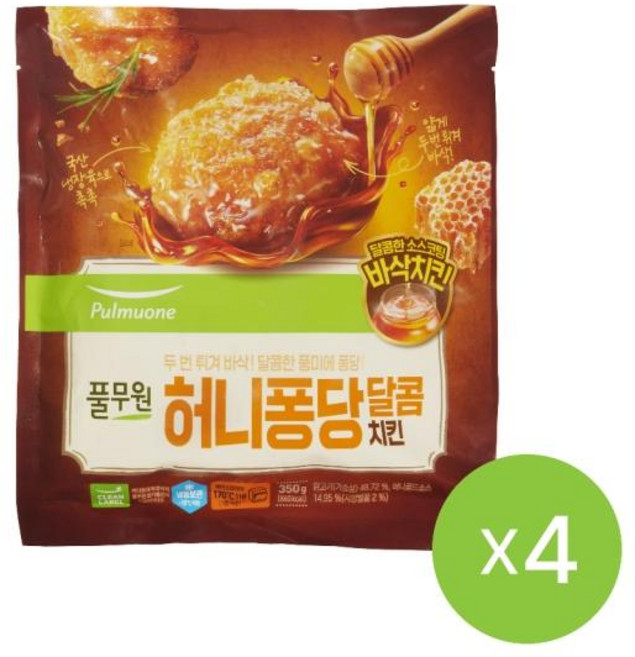 풀무원 [생산직송] 허니퐁당 달콤치킨 350g 4개