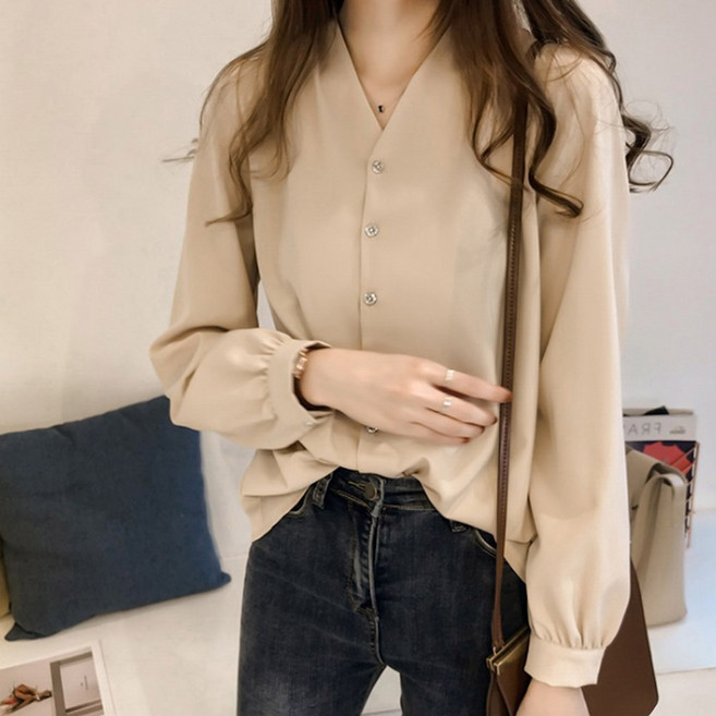 에리페 여성용 르네 페미닌 브이 컬러 블라우스