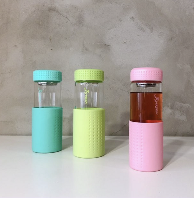 파스텔 내열강화유리 티보틀 휴대용 유리텀블러 유리물병 450ml, 블루380ml, 1개