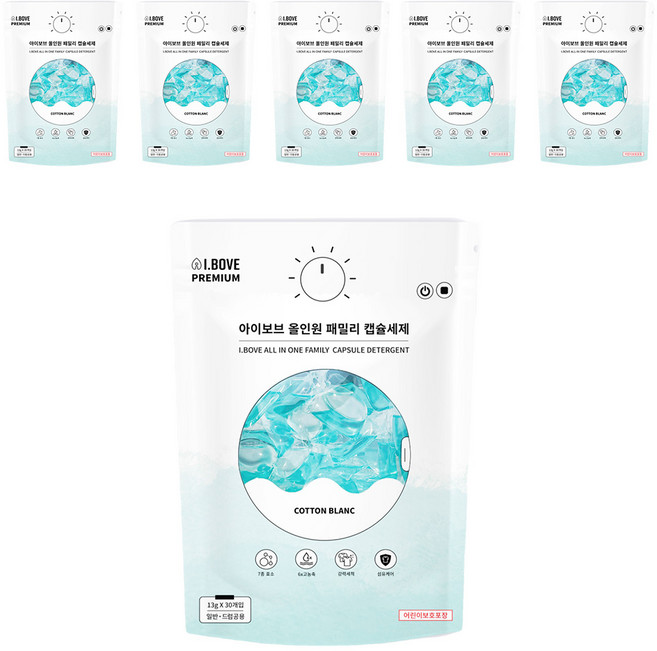 아이보브 올인원 6배 고농축 캡슐세제 [코튼블랑향], 30개입, 6개