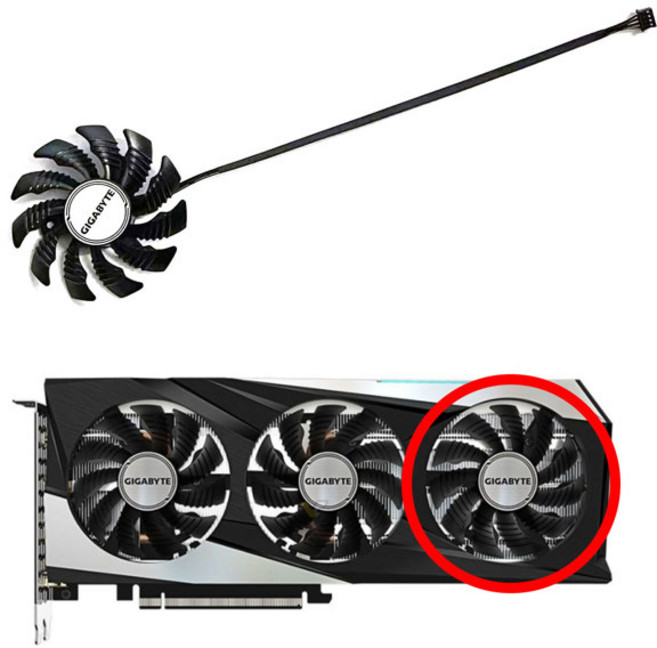 호환 3FAN Gigabyte GeForce RTX 3070 Ti EAGLE OC 8G Falcon 그래픽 카드4PIN 75MM PLD08010S12HH GPU 팬, 04 1 FAN, [04] 1 FAN