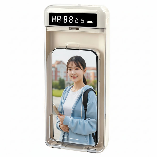 다온미 핸드폰 감옥 상자 타이머, 1개, 베이지