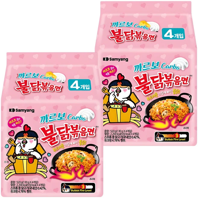 불닭볶음면 까르보 130g, 8개 (4개입 X 2팩) - 쿠팡