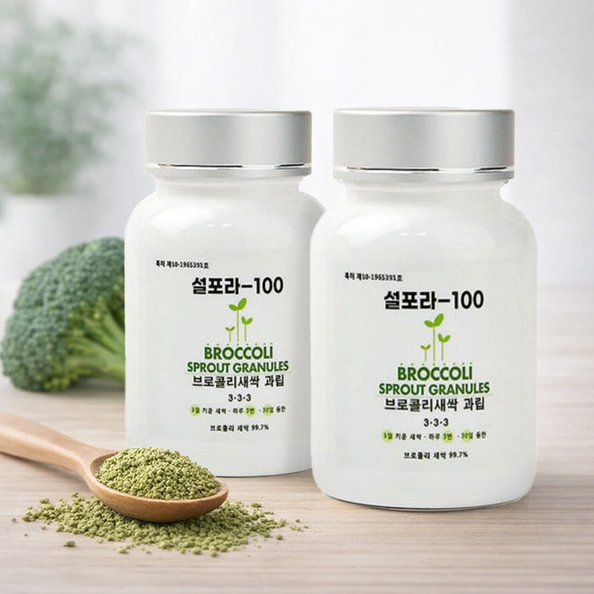 10년 연구 한국 특허받은 고함량 브로콜리 새싹 설포라판 추출물 과립 설포라100, 2개, 60g
