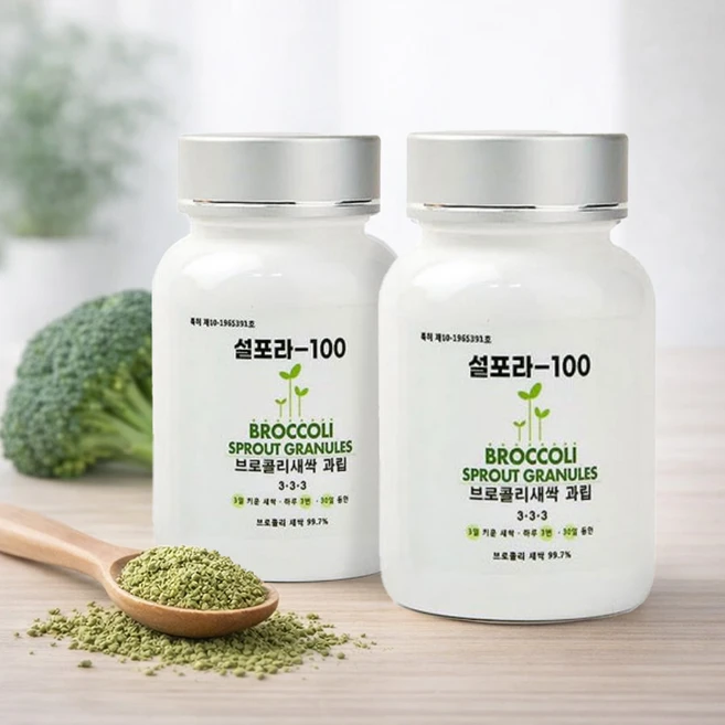 10년 연구 한국 특허받은 고함량 브로콜리 새싹 설포라판 추출물 과립 설포라100, 2개, 60g - 쿠팡