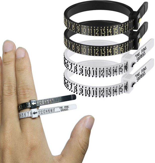 눈금자 반지 측정기 손가락 코일 링 크기 조정 도구, 눈금자화이트 G01122, 눈금자화이트 G01122, 1개