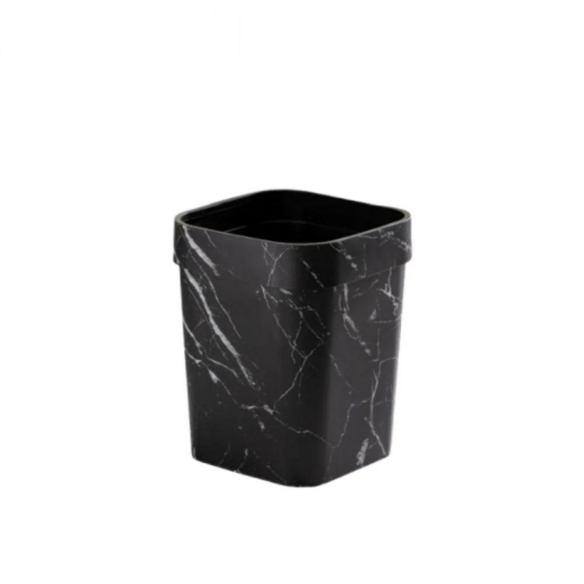 고급 우드톤 사각 쓰레기통 주방 거실 사무실 다용도 휴지통, 1개, 대리석 블랙
