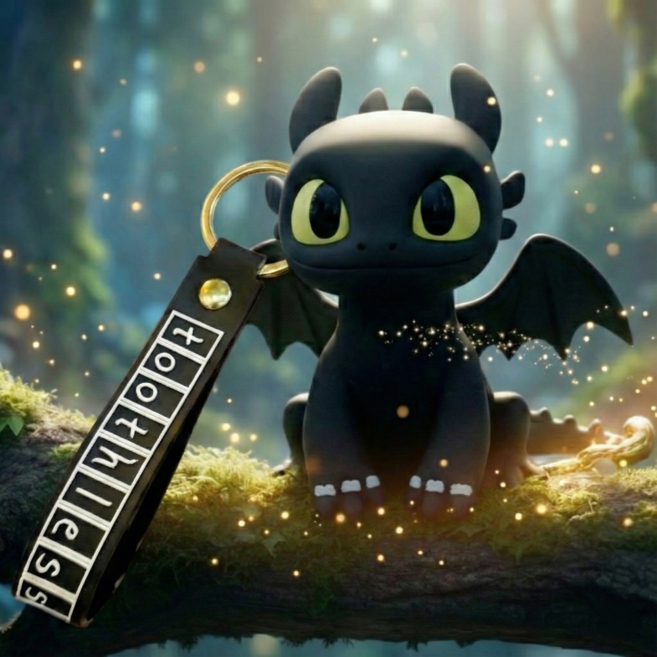 귀여운 블랙 드래곤 피규어 키링 열쇠고리 자동차 스마트키 가방 걸이 커플 굿즈, 1개