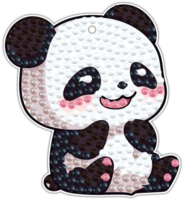 [듀얼라이프] 웃상 키링 보석십자수 해피 동물 캐릭터 비즈, 1. 웃는 팬더 키링, 1개