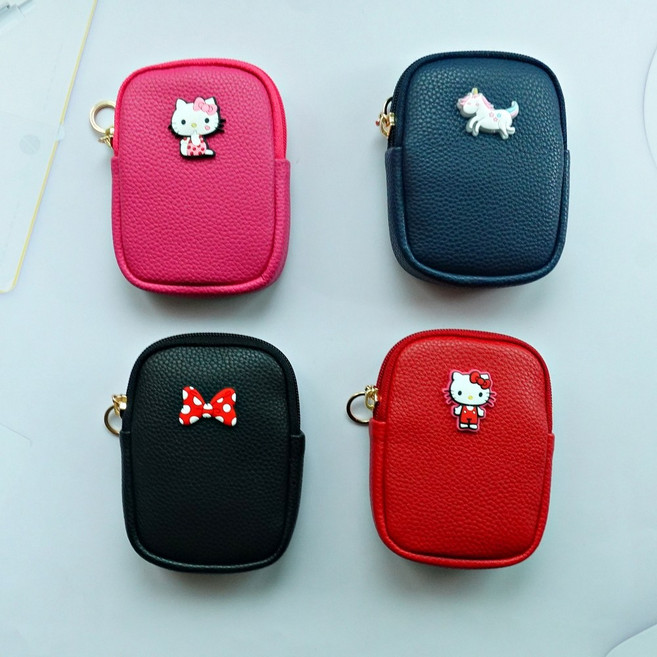 이앤힐 국산 미니 캐릭터 파우치 동전 카드 지갑 담배 화장품 소품 여성 휴대용 사각 가죽 캐릭스퀘어