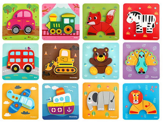 미니입체퍼즐 동물 교통 그림맞추기 입체만들기 DIY, 1세트, 랜덤 발송, 1피스