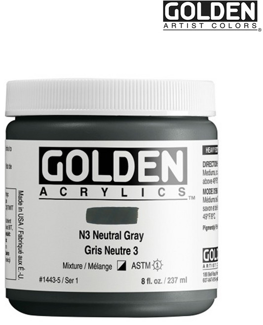 골든 아크릴물감 헤비바디 237ml S1 Neutral Gray N3