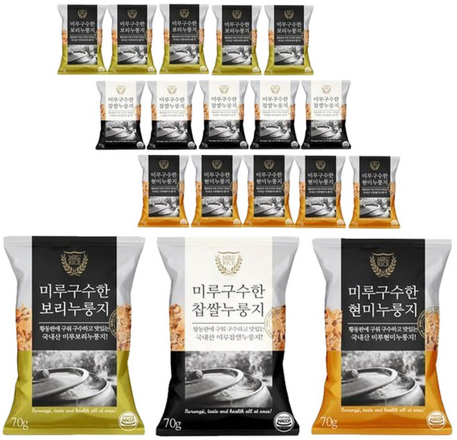 미루구수한 누룽지 3종구성 (현미보리찹쌀)70g 15개입 1kg, 70g, 15개