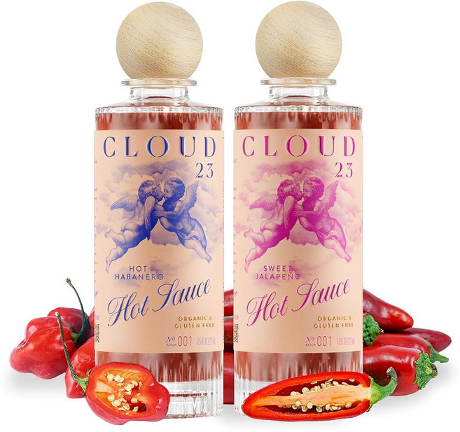 Cloud23 핫소스 버라이어티 팩 - 들어간 라임 할라피뇨 비 & 코셔 맛 페퍼 스위트 핫 쏘는 순수 하바네로 GMO 톡 성분 레몬 (2팩) 인증 마늘이 볼드, Variety