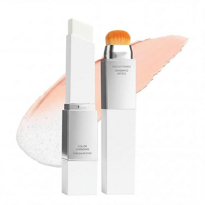 Wismee Color Changing Foundation Stick with Brush 2 in 1 화이트 Korean Foundation Moisturizing Long, #01 Fair