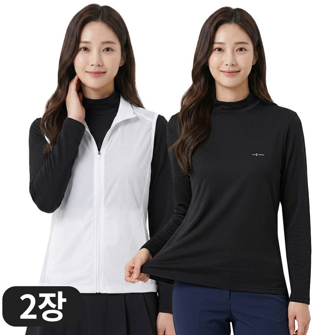 아소트 1+1 자외선차단 UV 프리미엄 스포츠 골프 이너웨어 쿨링 여성 반폴라 티셔츠