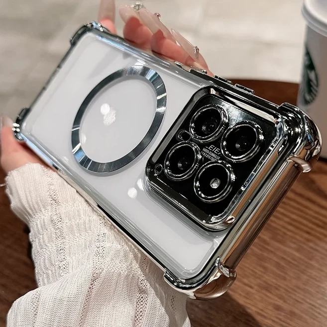 모토로라 G87 G77 G67 G Max 투명 소프트 TPU 전기 도금 마그네틱 커버모토 내장 렌즈 필름 백 케이스, 1개, 02 모토로라 모토 G67