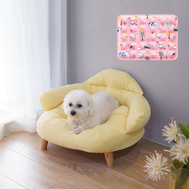 Maxinsk 사계절용 여름용 반려동물 소파 베드 펫쇼파 쿨매트 포함, 옐로우, 1개
