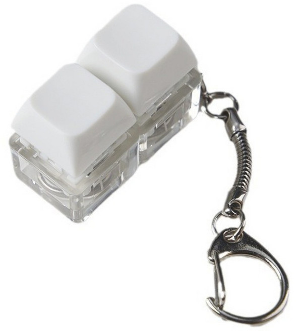 LED 키캡 키링 열쇠고리 RGB 청축 딸깍이 스위치 가방 차키 키링, 1개, 화이트 2구