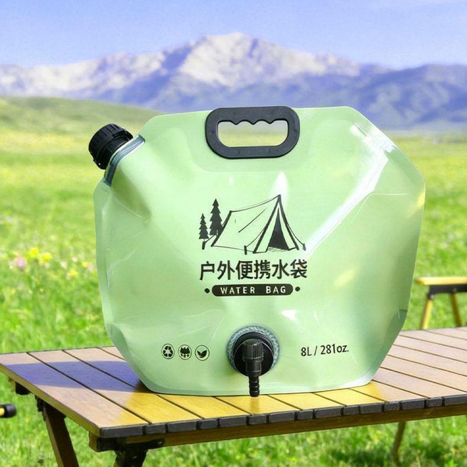 戶外便攜水袋 8L超大容量, 1個, 戶外便攜水袋8L超大容量2個裝送水龍頭閥