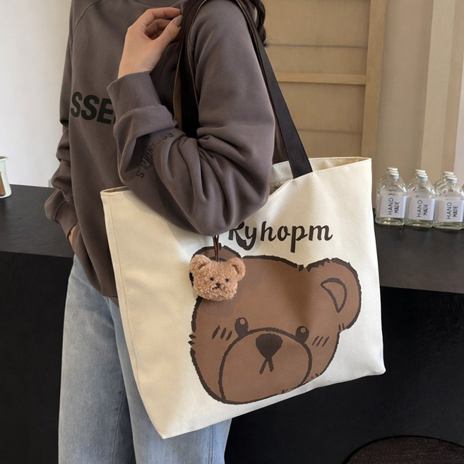 빅무드 베어 캔버스 에코백 숄더백