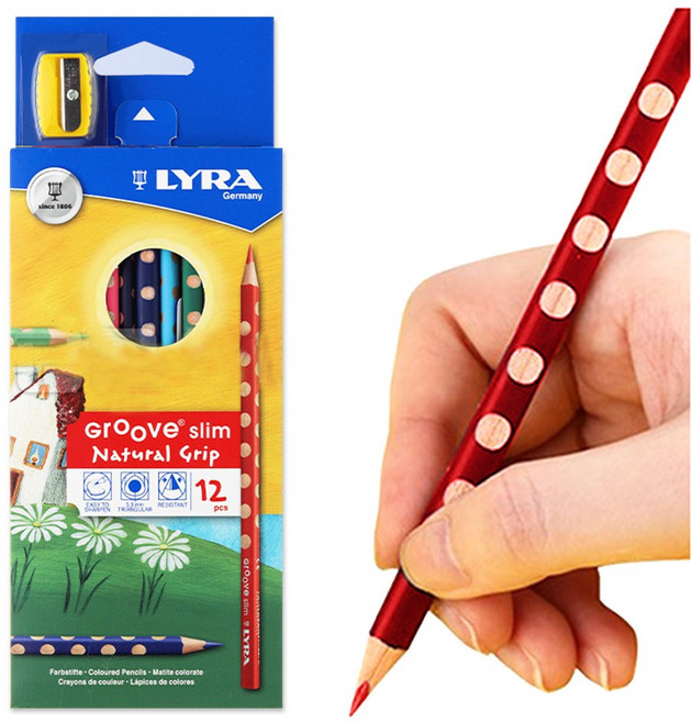 LYRA GERMANY 그루브 교정연필 슬림 연필 HB, 12자루 1다스, 색연필