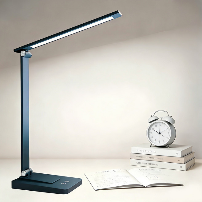 LED 책상 스탠드 학습용 블루라이트 차단 조명 시력보호 밝기 색상 조절, 블랙