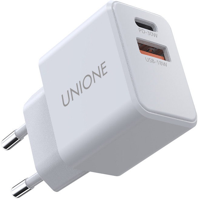 유니원 30W C타입 초고속 미니충전기 GaN PD충전기 pps 2포트, 1개, 화이트