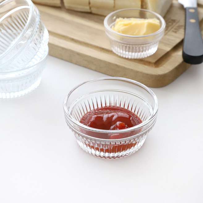 플리츠 유리 잼볼 예쁜 소스볼 쨈볼 유리 종지 2size 업소용 가정용 그랑디쉬, 2호(7.5cm), 1개