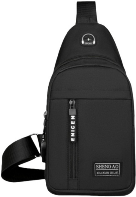 男士牛津布 輕盈減負 斜挎包, (新)胸包-黑色