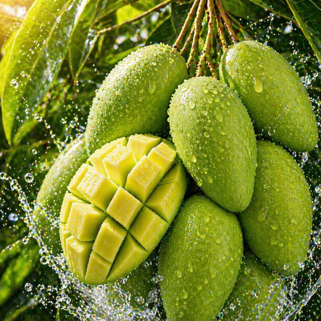 green mango xoai keo xanh 피로회복 비타민C 그린망고 께오 깨오 베트남 초록 망고 선물, 1박스, 2kg 내외 6-10과
