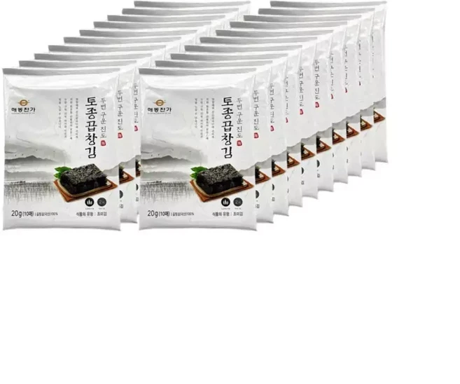 해동찬가 두 번 구운 진도 곱창김 200매 20g 10매 20봉, 1개