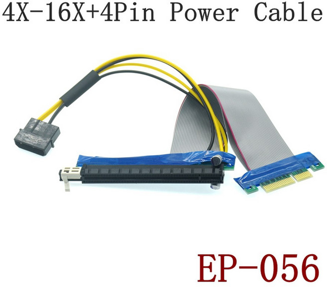 PCI 익스프레스 PCIE 라이저 카드 컨버터 익스텐더 그래픽 GPU 채굴용 리본 연장 케이블 E 1X 4X 8 16X 에서, 1개, 06 4X-16X-Power_01 0.2m