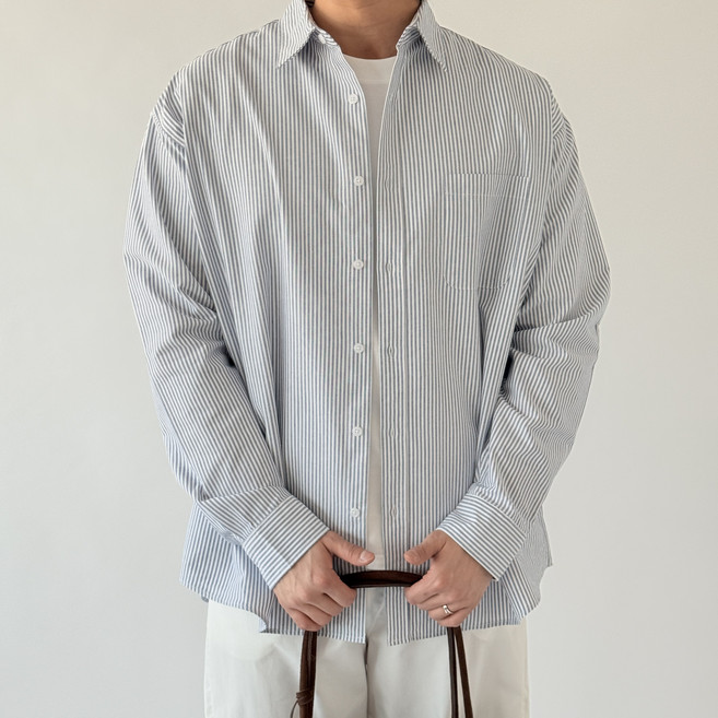 남자 오버핏 스트라이프 옥스포드셔츠 (5color) MADE IN KOREA