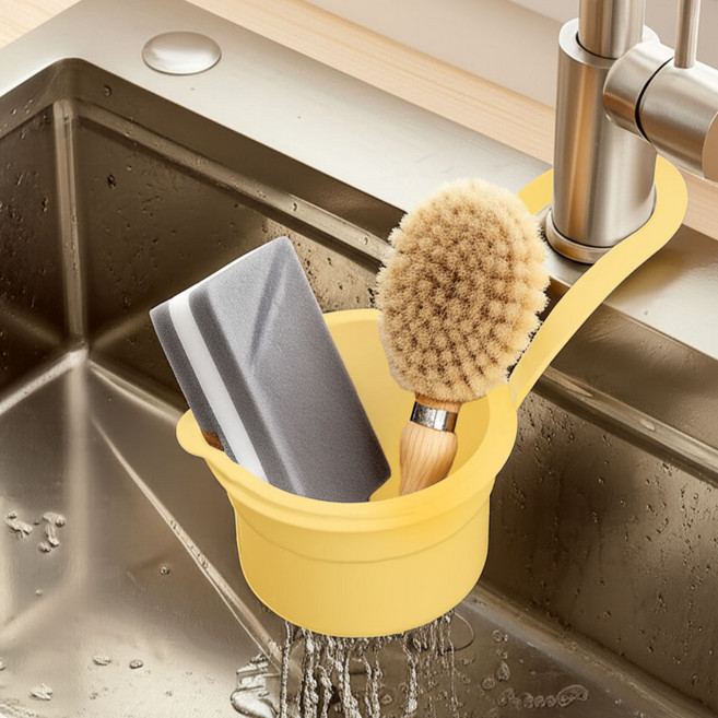세이프릿 물빠짐 수세미 거치대 걸이형, 어스옐로우, 1개