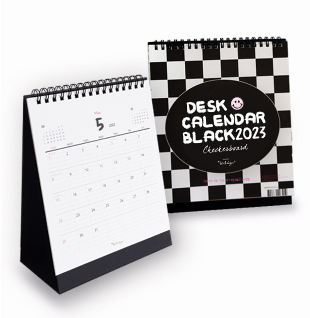 아이씨엘 Desk Calendar Checker board 2023 M, 2개, 블랙