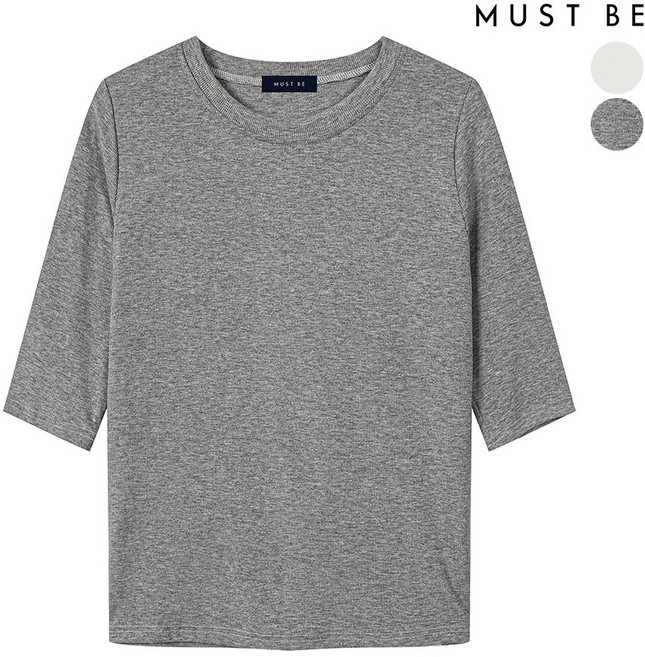 머스트비 코튼 스판 라운드 골지티셔츠