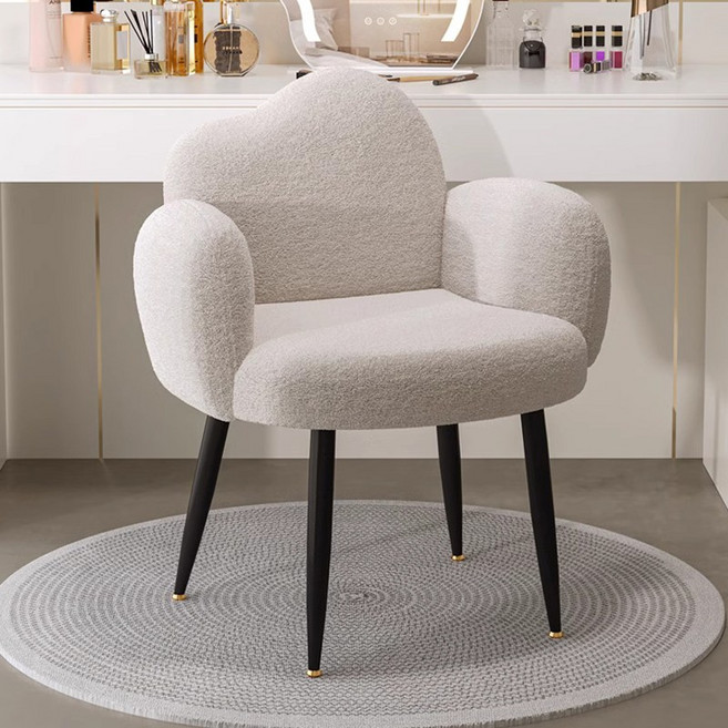 SeekFun 화장대 의자 넓은 좌석 등받이 넉넉한 1인용 편한 모던 심플 디자인, 화이트, 1개