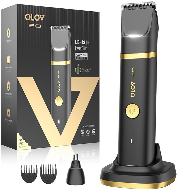 남성용 사타구니 면도기 다리용 헤어 전기 가슴 바디 미용기 트리머 LED 치골 치골용, Gold