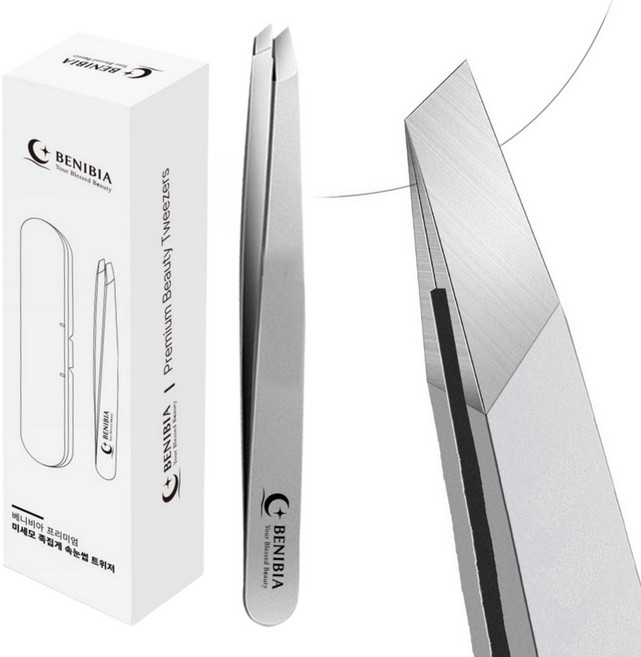 베니비아 정밀 미세모족집게 속눈썹 핀셋 트위저, 실버