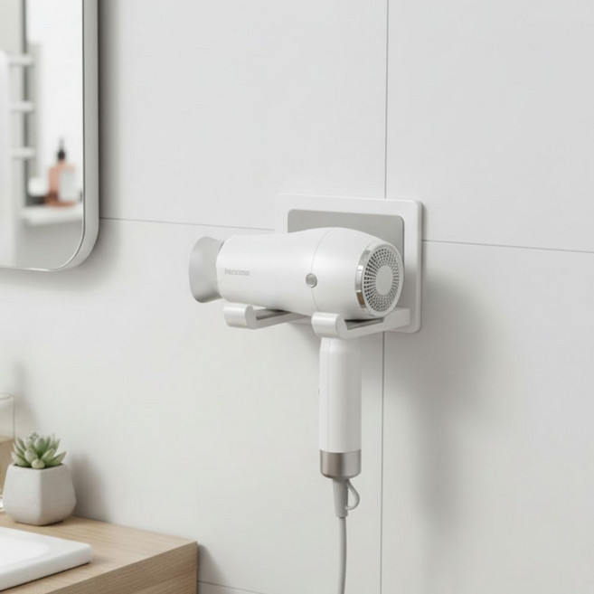 코코지아 무타공 알루미늄 튼튼한 드라이기 거치대, 1개, 화이트