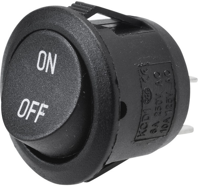 블랙 원형 2핀 락커스위치 ON/OFF 가구 조명 매입스위치, 1개