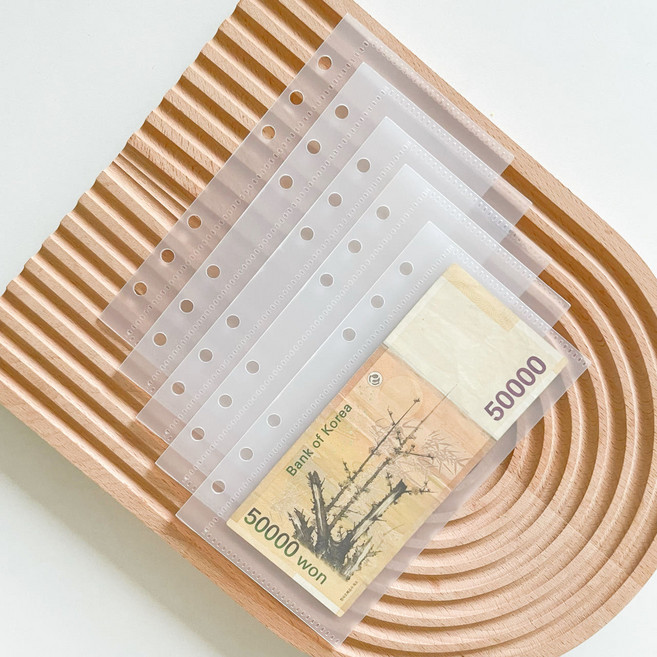 6공 다이어리 PVC 반투명 수납 포켓 5장 세트, 1개, 5매