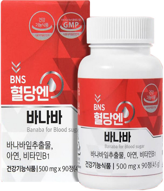 [TenTenPlus] TV홈쇼핑 하루한알 식후혈당 BNS 혈당엔 바나바 HACCP 바나바잎추출물 산양유 단백분말 아연 비타민B1 건강기능식품, 2박스, 90정