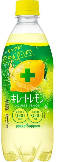 일본 포카 삿포로 킬레이트 더블 레몬 500ml x24팩 비타민C 탄산 음료, 24개