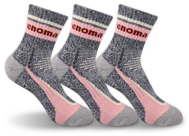 레노마 여성용 스포츠 쿠션 등산 중목 양말 3족 세트 REW-38, 핑크, 1세트