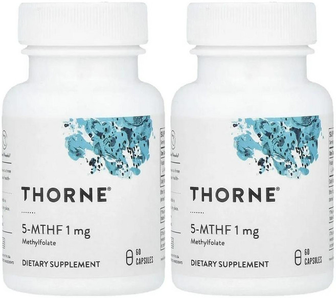 쏜리서치 엽산 메틸폴레이트 고약사 5-MTHF Thorne 1mg 60캡슐 2병, 60정, 2개